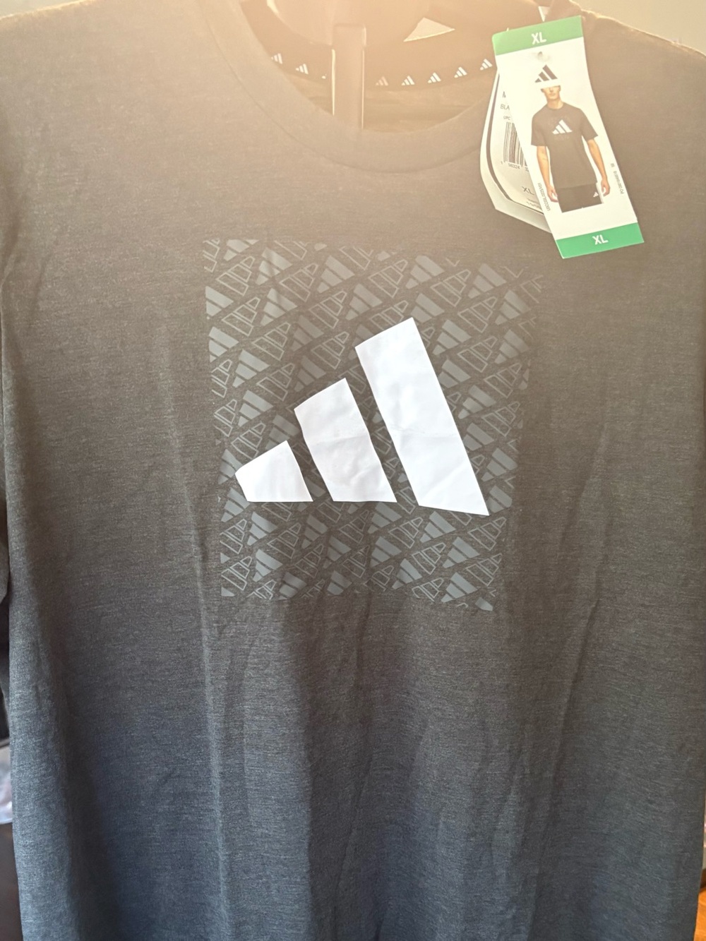 adidas Men’s Dark Gray Short Sleeve Tee with White Logo